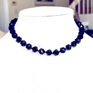 REGENCY Black Cut Crystals Choker Necklace Vintage